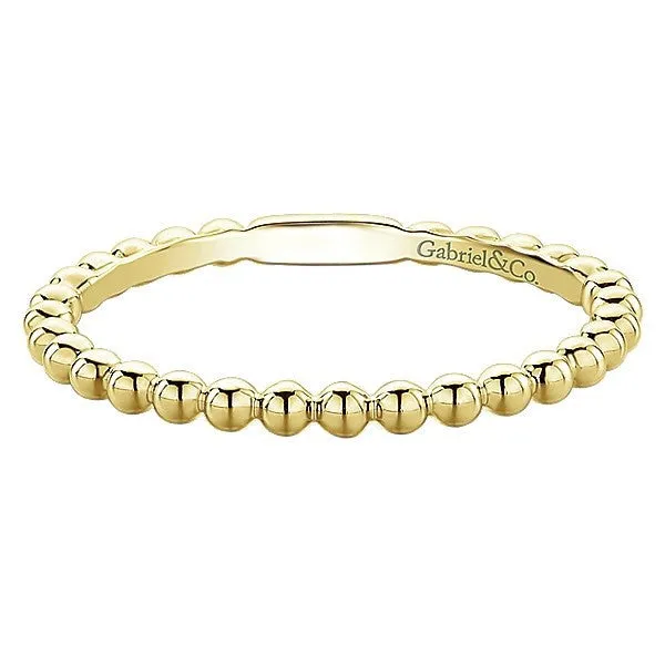 Beaded Ball Design Stackable Band 14K Yellow Gold