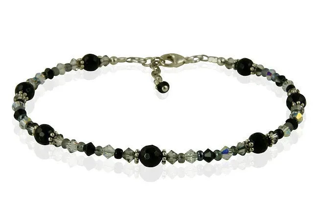 Black Onyx Gemstone Beaded Anklet