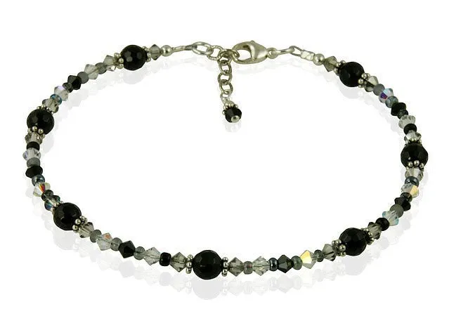 Black Onyx Gemstone Beaded Anklet