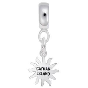 Cayman Island Sun Charm Dangle Bead In Sterling Silver