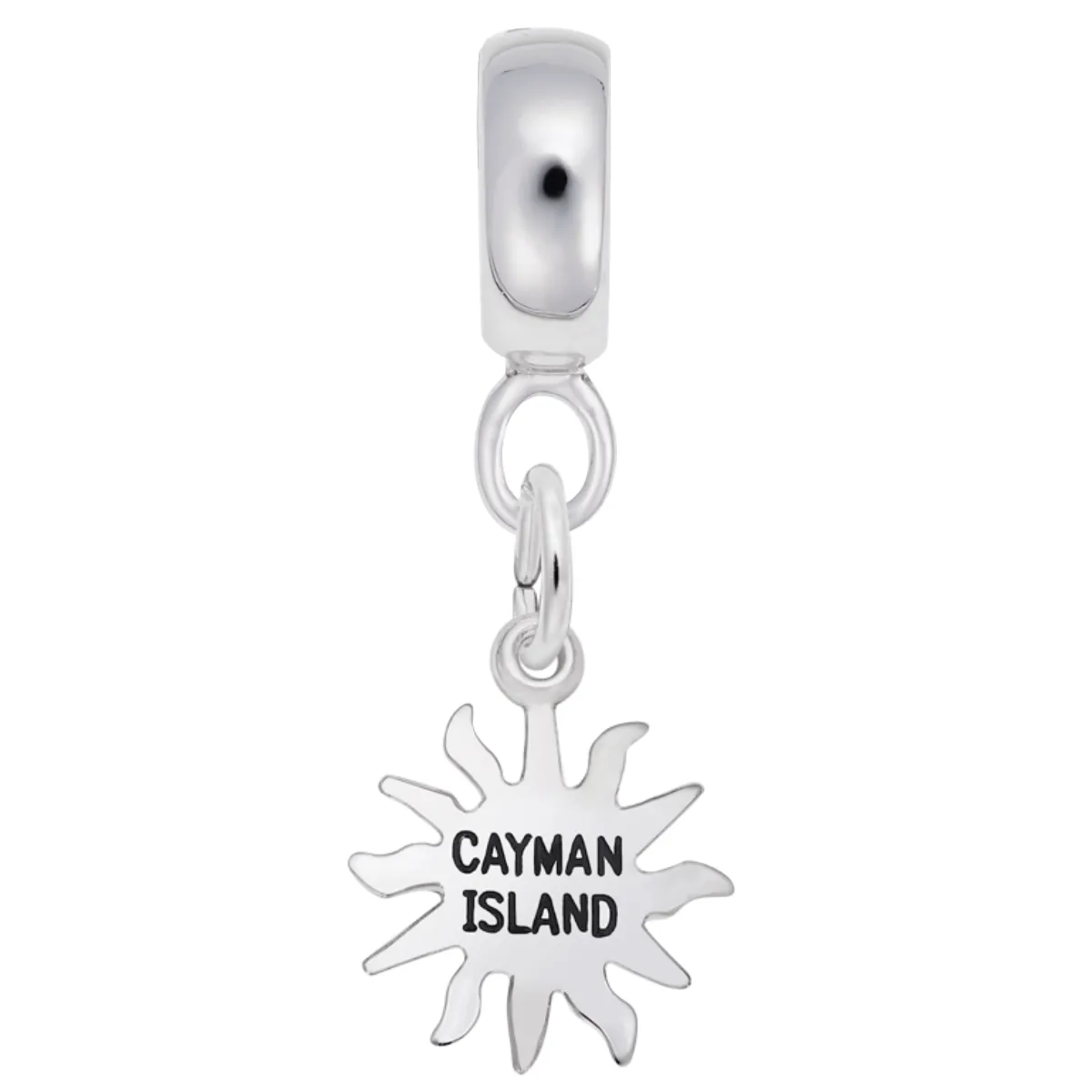 Cayman Island Sun Charm Dangle Bead In Sterling Silver