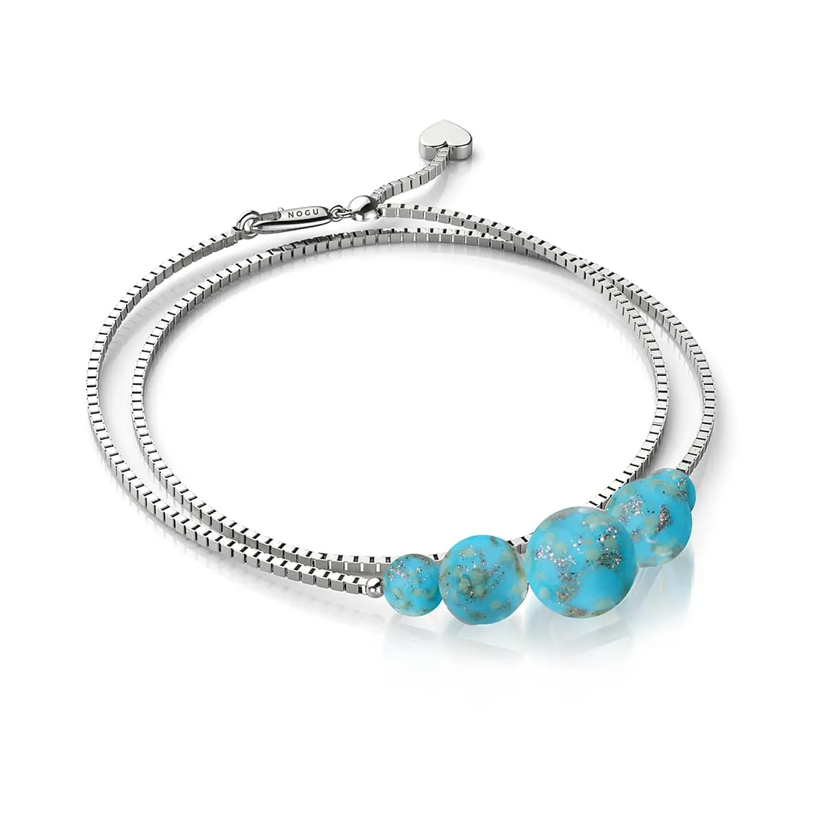 Cerulean | .925 Sterling Silver | Firefly Glass Infinity Clasp Anklet