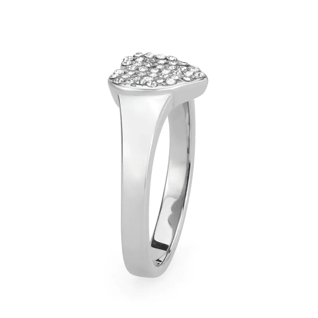 CJ3872 Wholesale Women's Stainless Steel Clear AAA Grade CZ Heart Ring