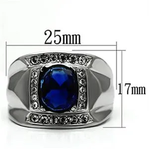 CJG1094 Wholesale Synthetic Montana Clear Top Grade Crystal High Polished Stainless Steel Men's Fashion Ring