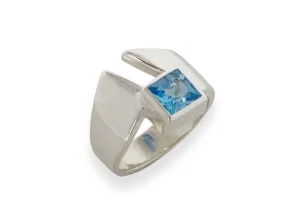 Classic Princess Cut Gemstone Ring, Sterling Silver