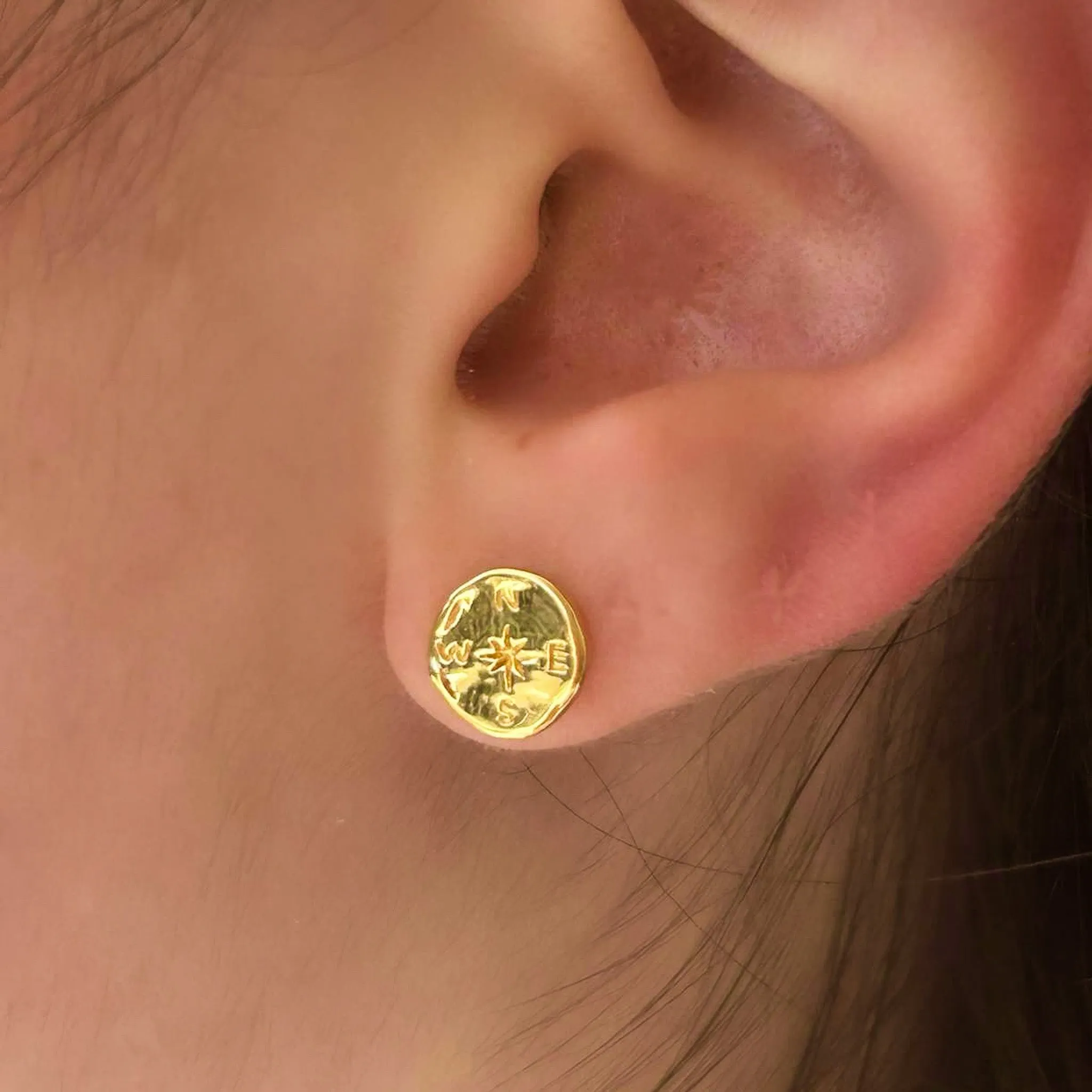 Compass Studs Gold