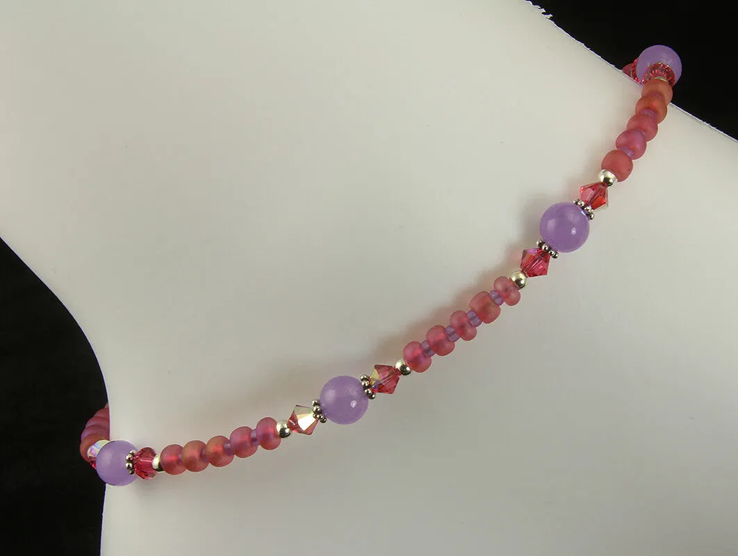 Coral Lavender Jade Gemstone Anklet