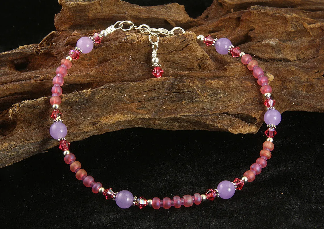 Coral Lavender Jade Gemstone Anklet