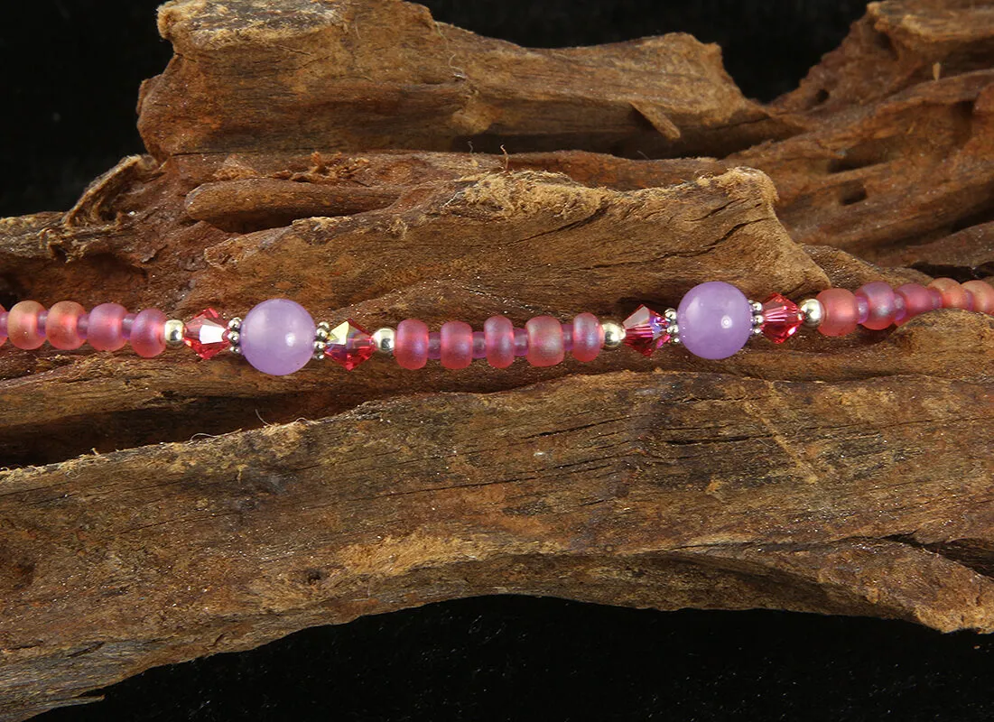 Coral Lavender Jade Gemstone Anklet