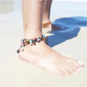 crystal anklet with alternate metal beads