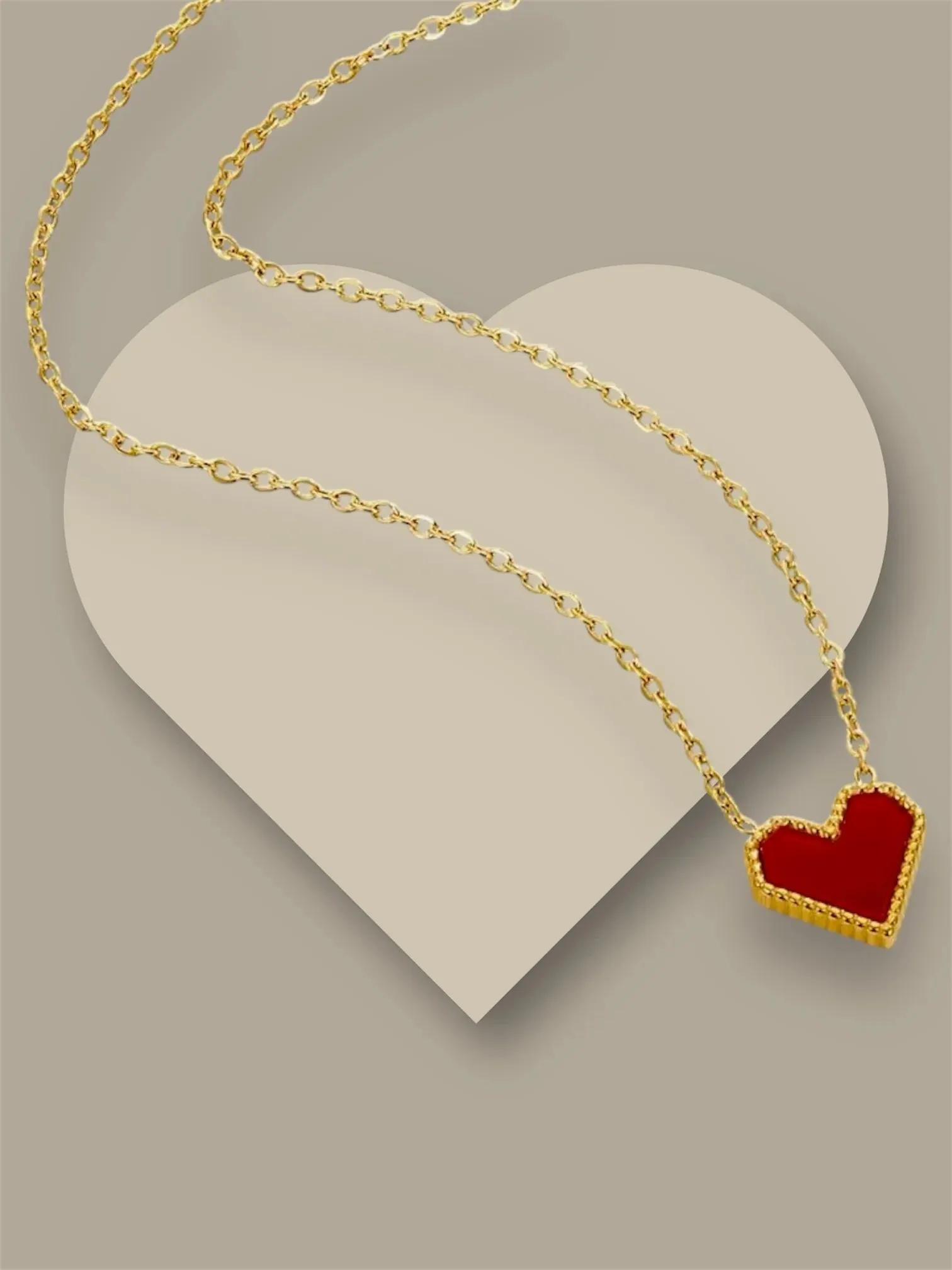 Dainty Red Heart Clavicle Chain Necklace