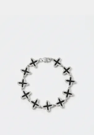 Darkai Clover Tennis Bracelet Black Silver