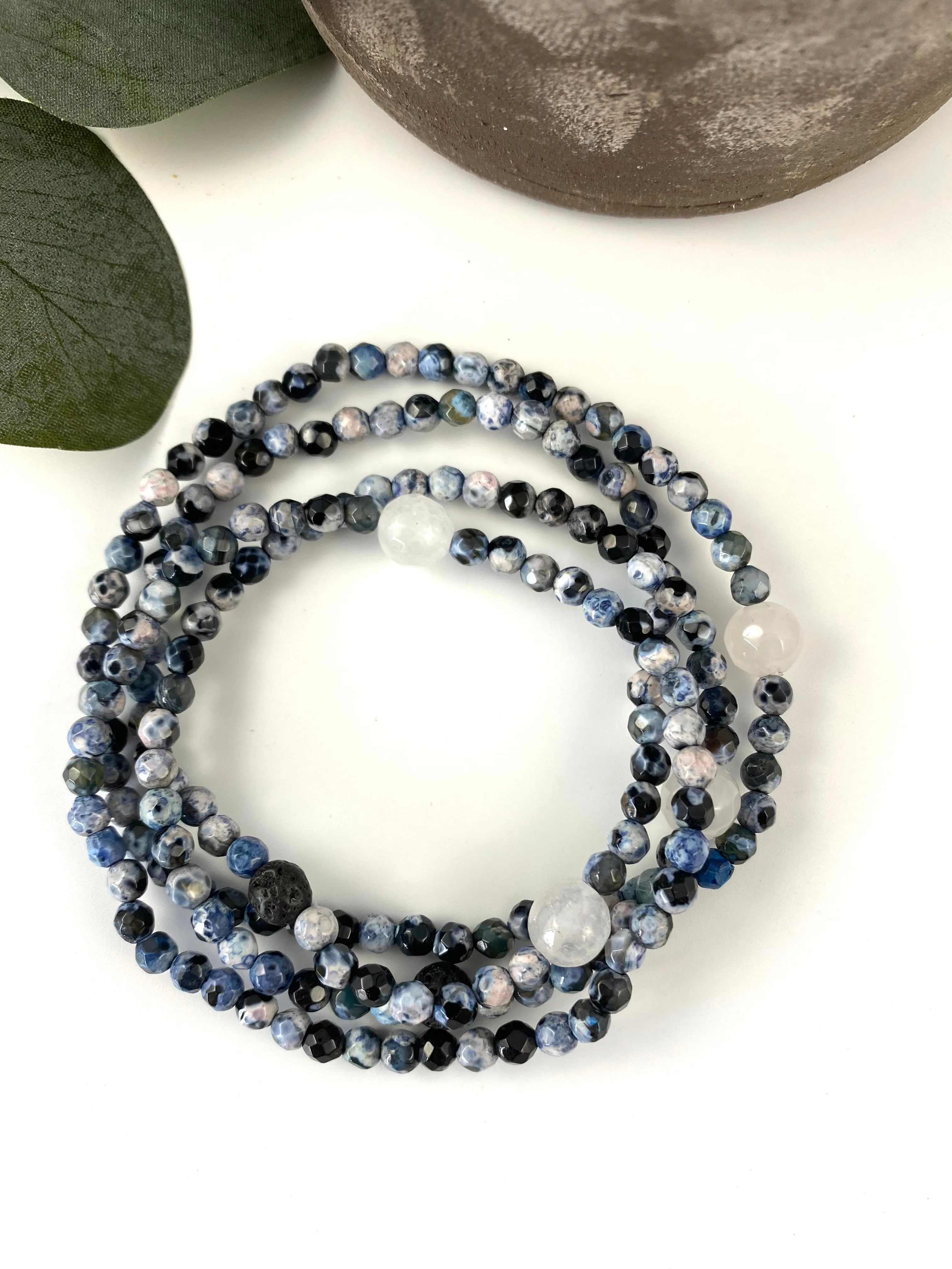 Denim Agate Crystal Anklet