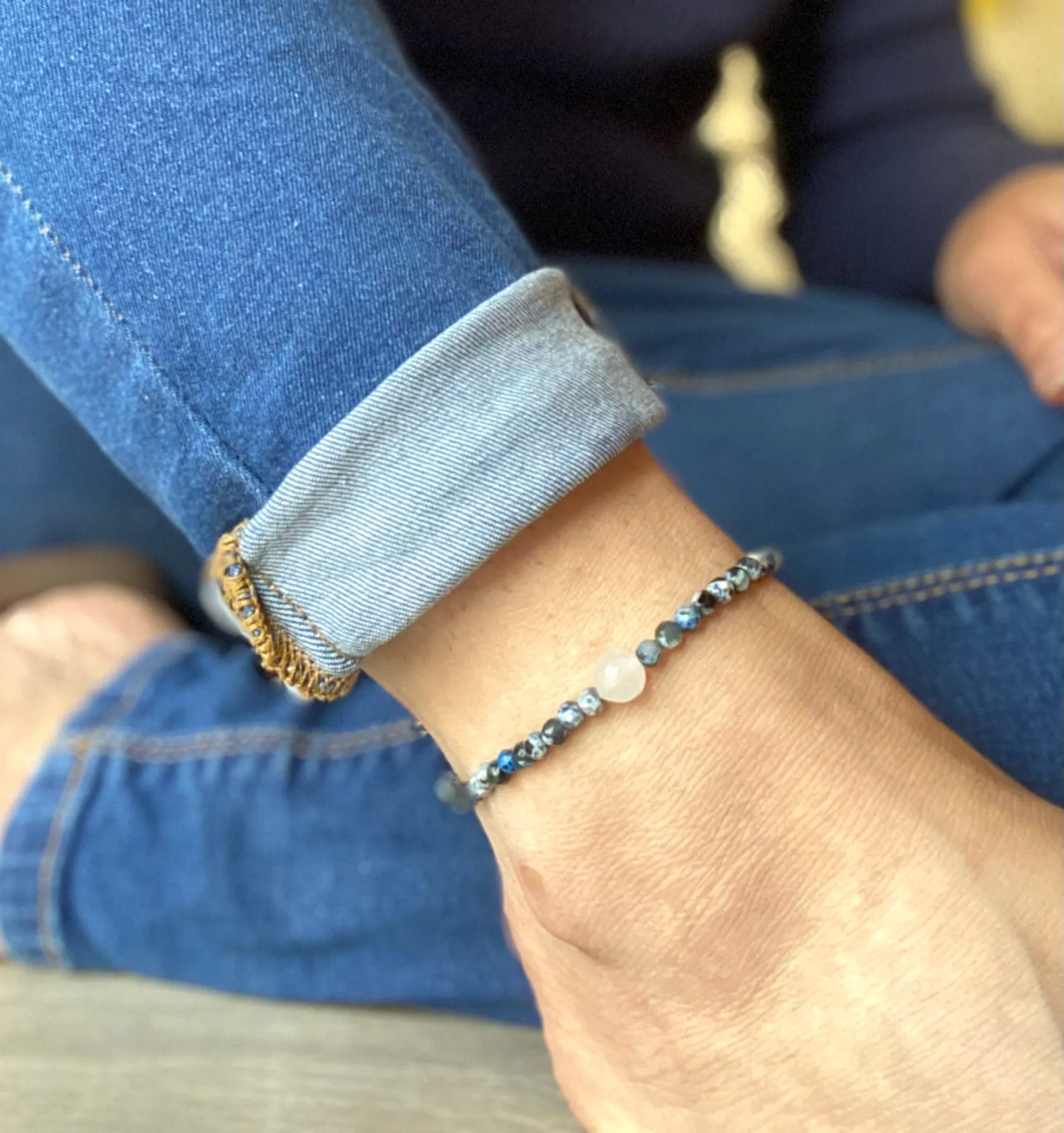 Denim Agate Crystal Anklet