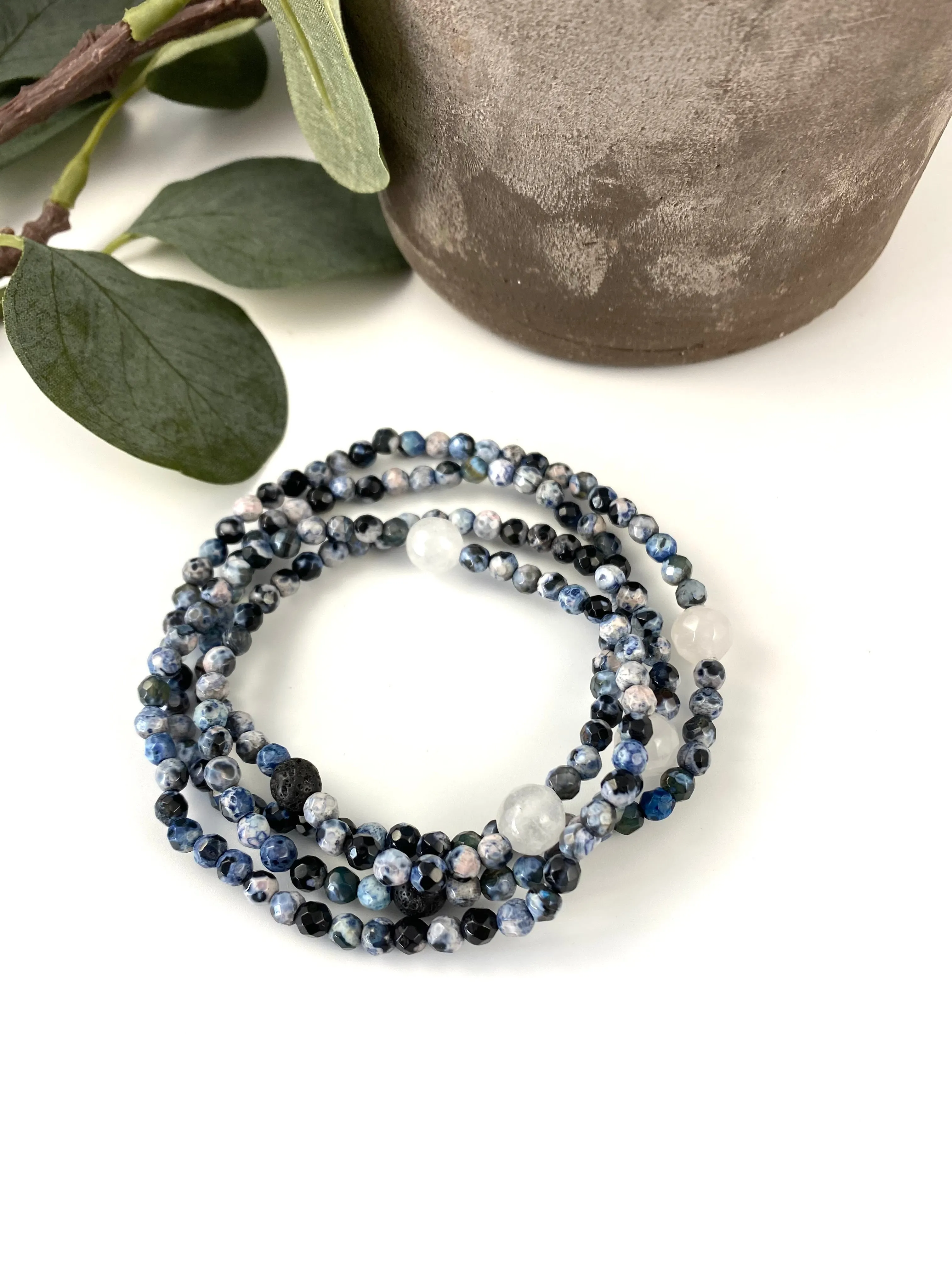 Denim Agate Crystal Anklet