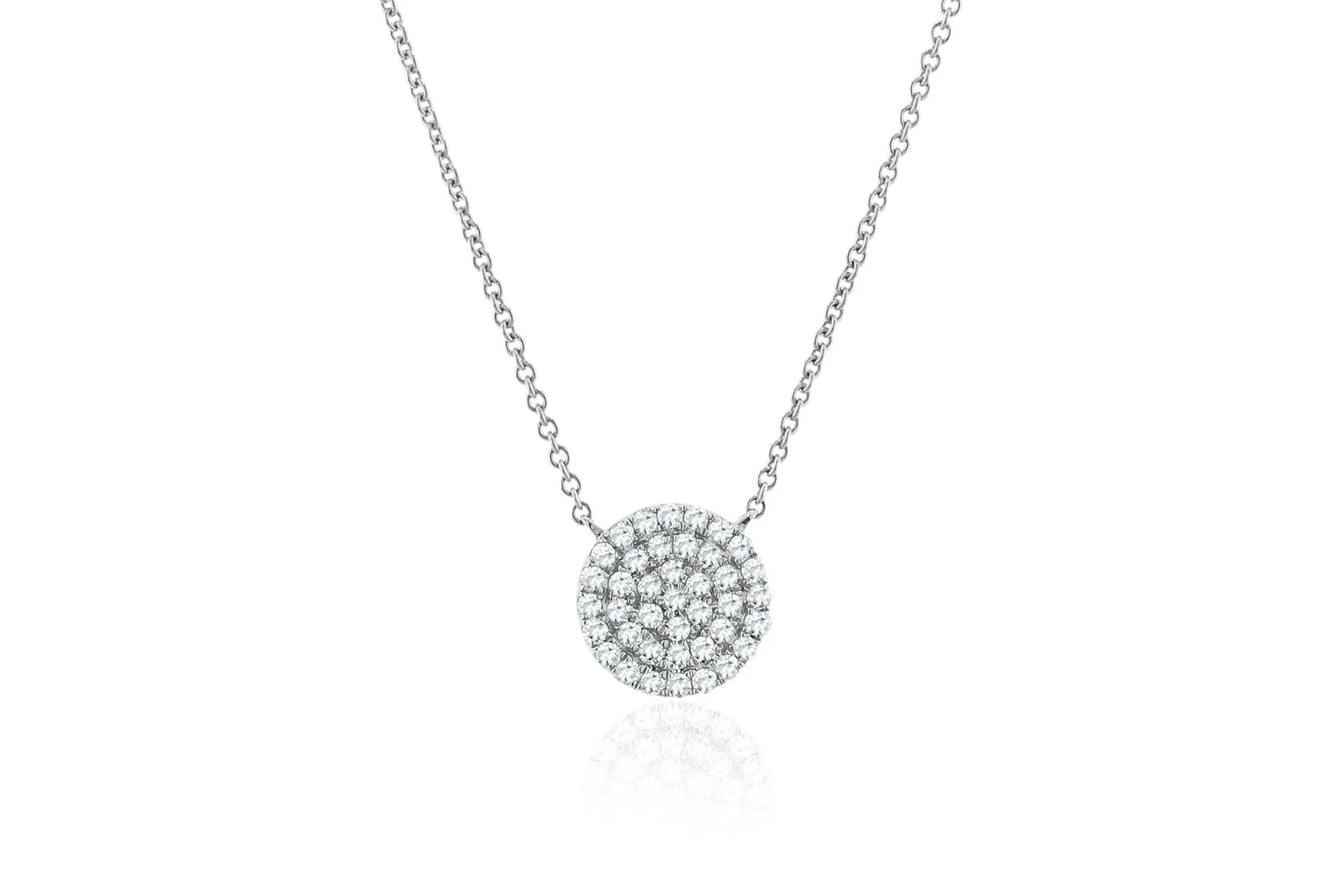 Details by CoatTails Diamond Pave Disc Necklace in Silver