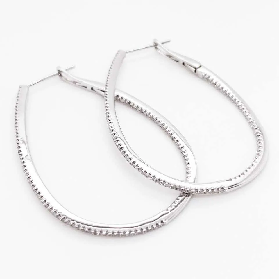 Diamond Oval Inside Out Hoop Earrings