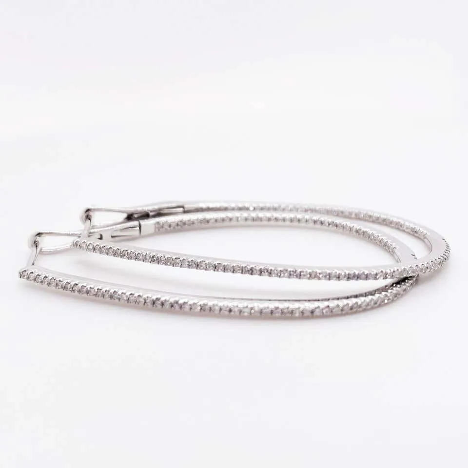 Diamond Oval Inside Out Hoop Earrings