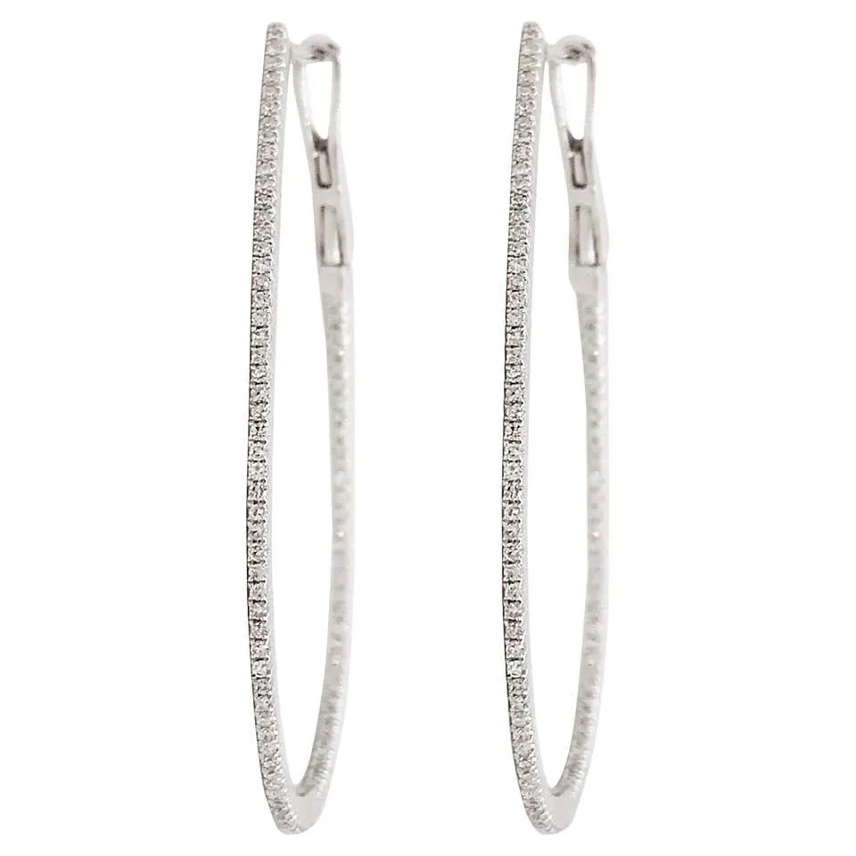 Diamond Oval Inside Out Hoop Earrings