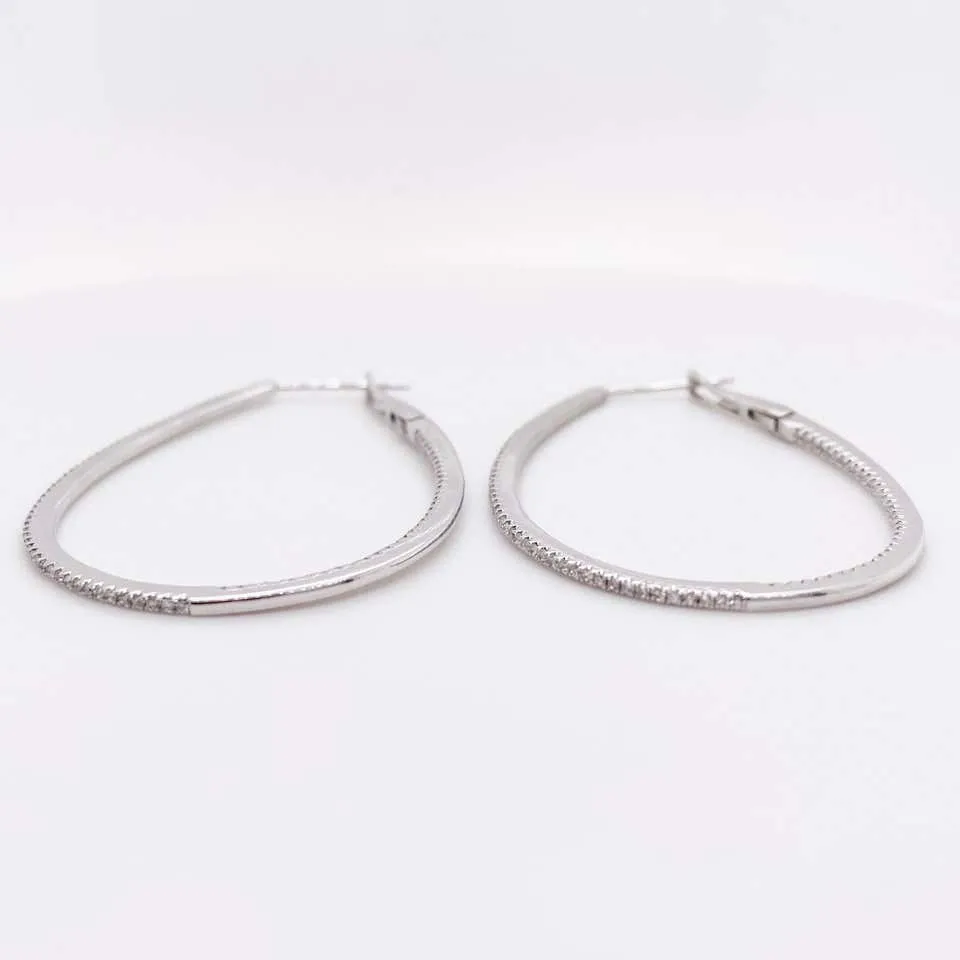 Diamond Oval Inside Out Hoop Earrings