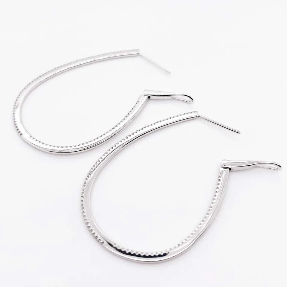 Diamond Oval Inside Out Hoop Earrings