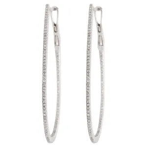 Diamond Oval Inside Out Hoop Earrings