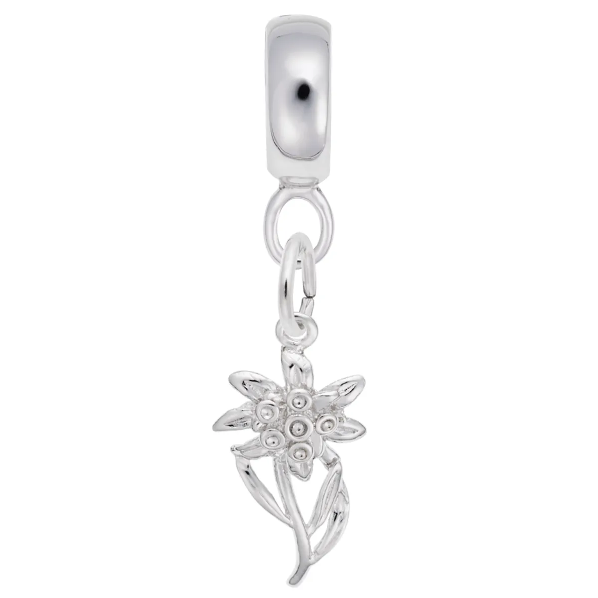 Edelweiss Charm Dangle Bead In Sterling Silver