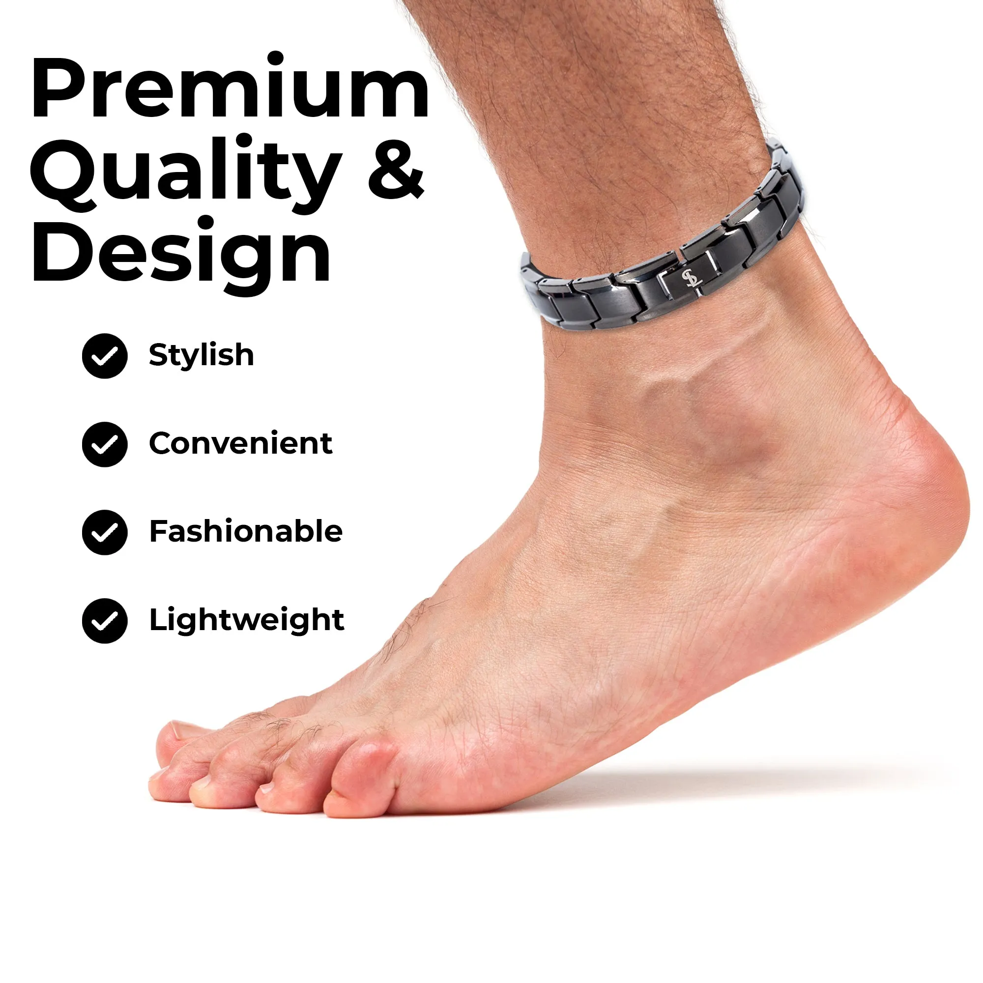 Elegant Titanium Magnetic Therapy Anklet For Men and Women (Gunmetal Gray)