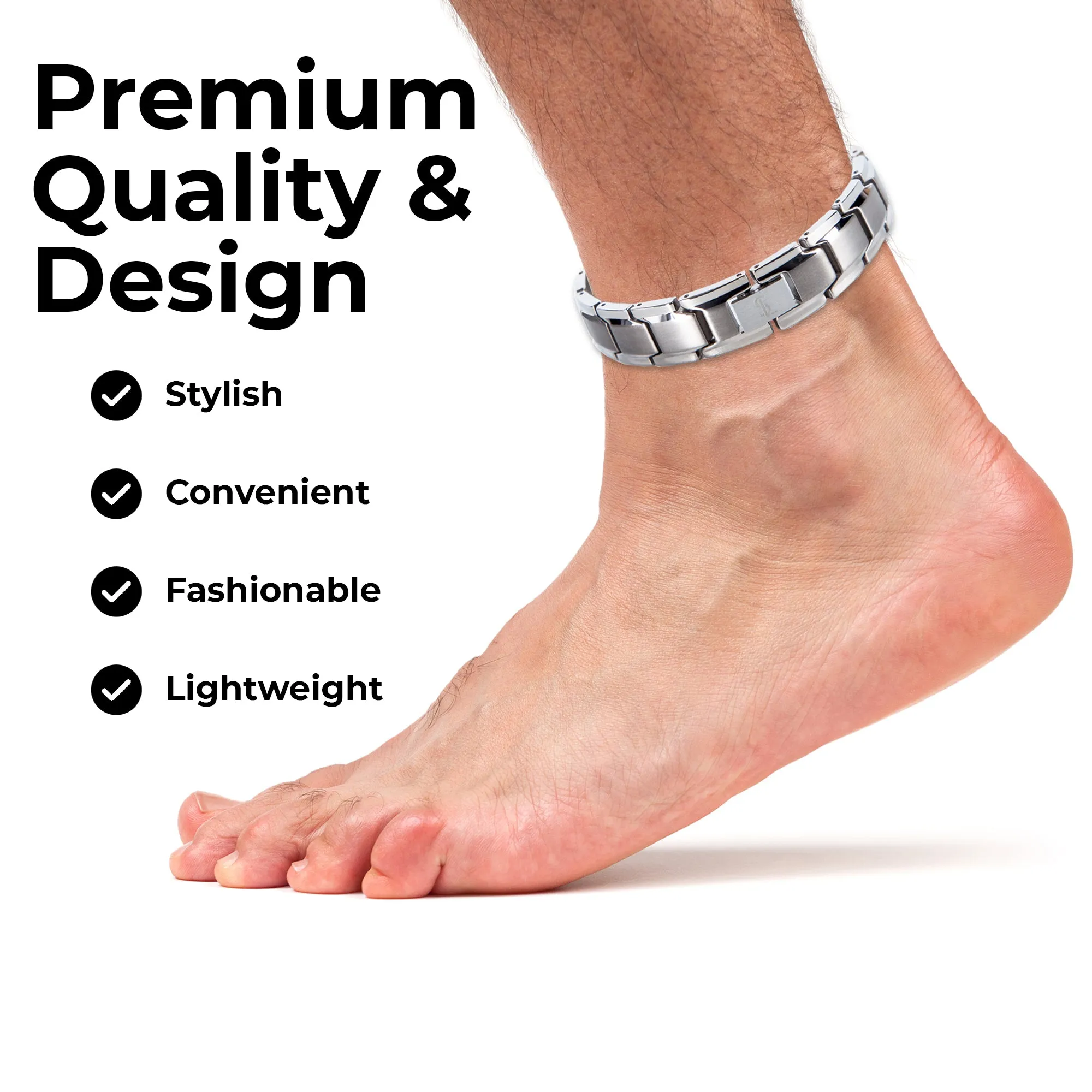 Elegant Titanium Magnetic Therapy Anklet For Men and Women (Silver)