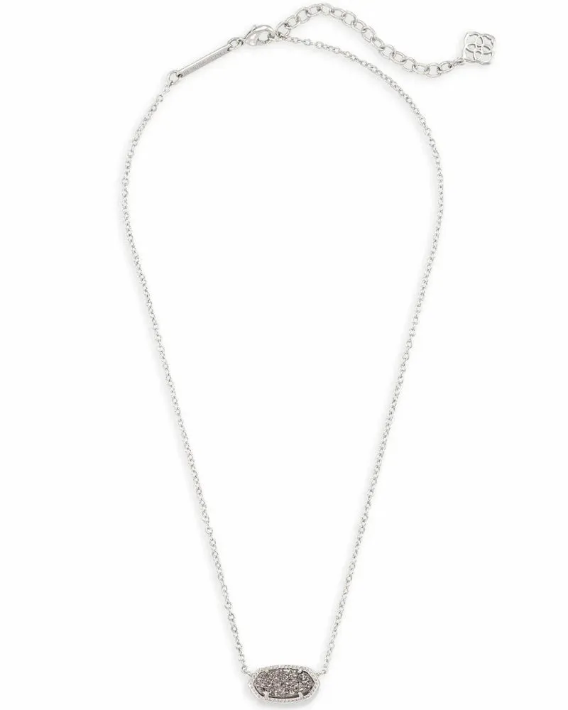 Elisa Silver Pendant Necklace in Platinum Drusy