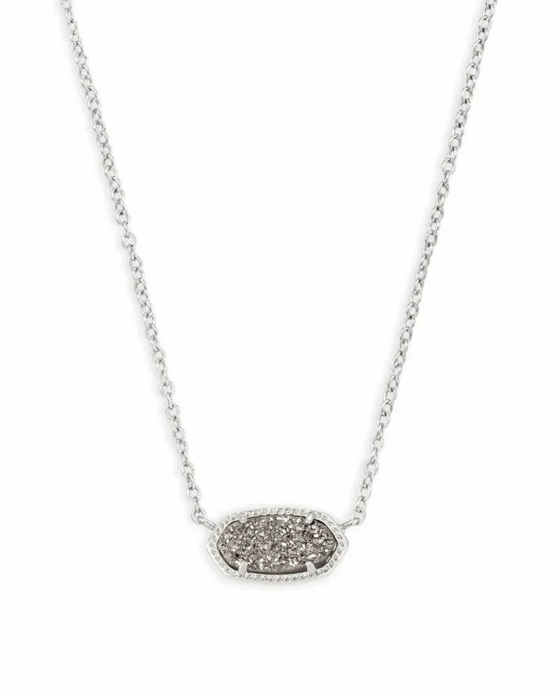 Elisa Silver Pendant Necklace in Platinum Drusy