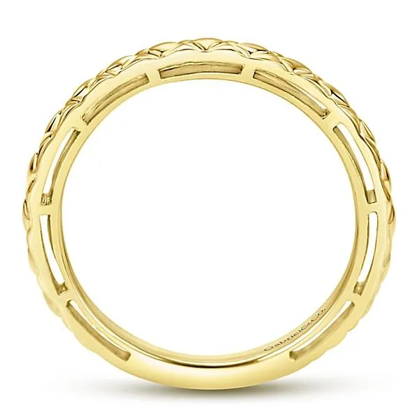 Engraved Stackable Ring 14K Yellow Gold | Mullen Jewelers