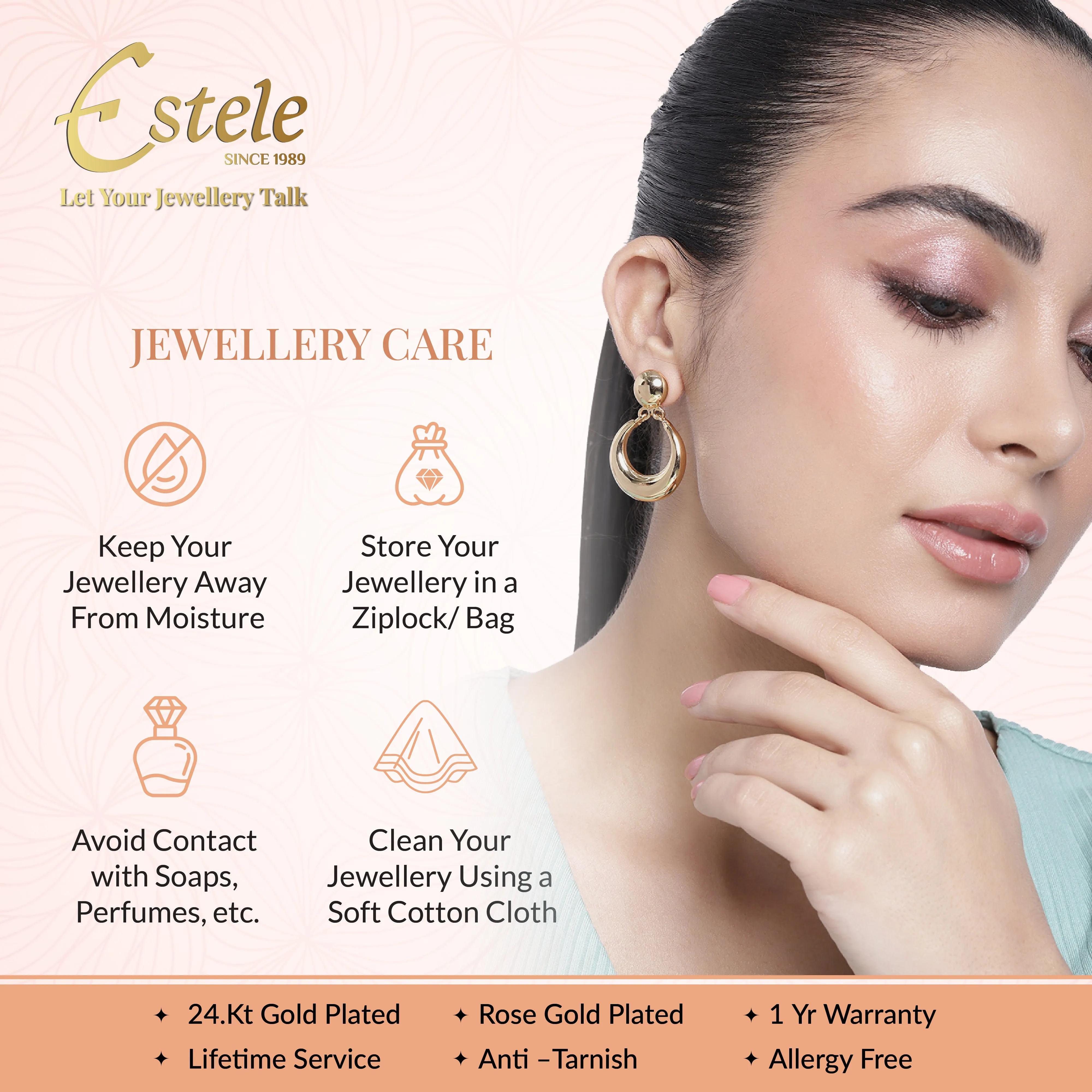 Estele Gold Plated Stylish & Graceful Demifine Drop Earrings for Girls and Women