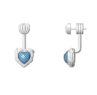 Fantasies Heart Push Pin Drop Earrings in sterling silver with citrine