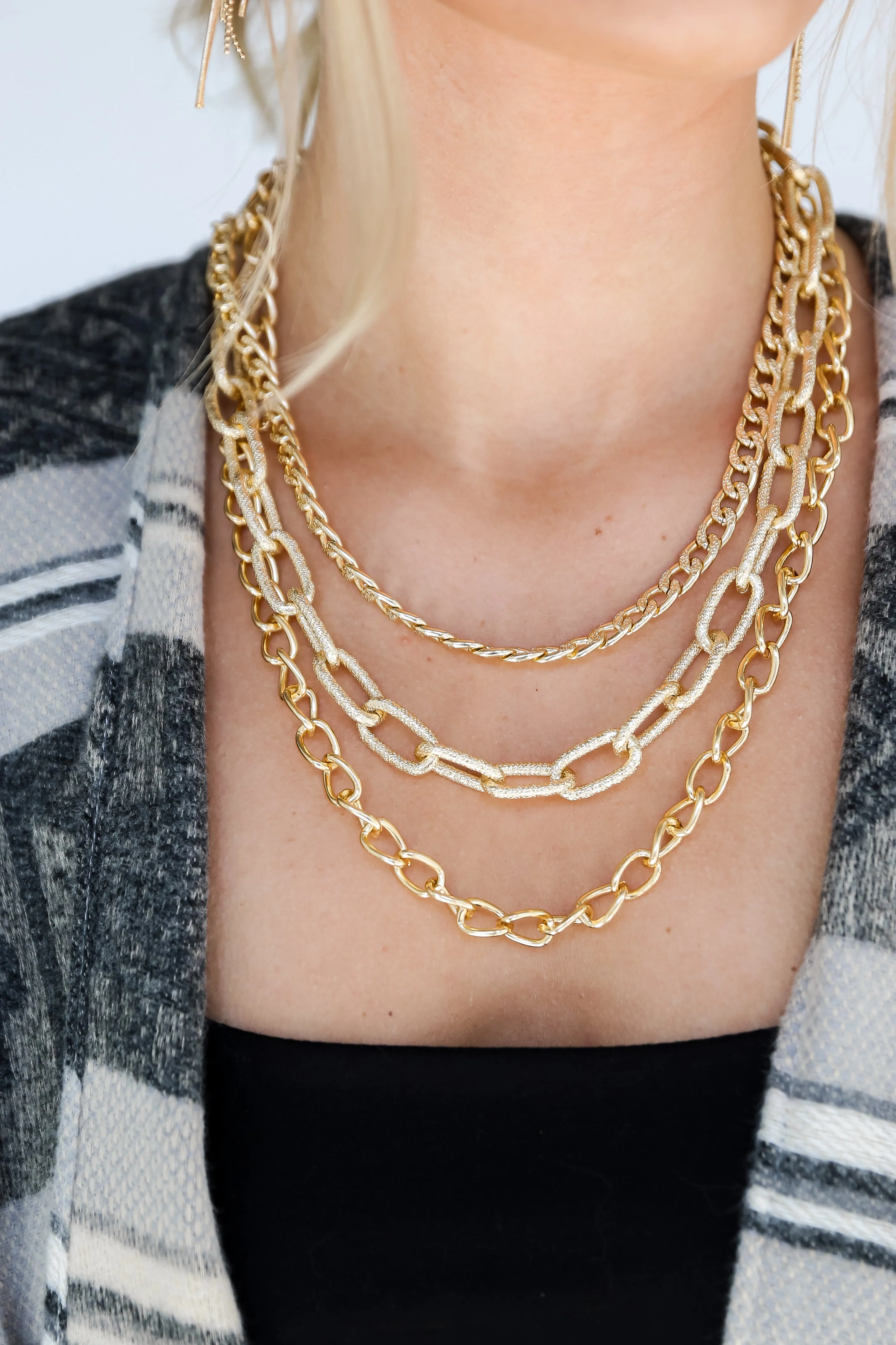 FINAL SALE - Reagan Gold Chainlink Layered Necklace