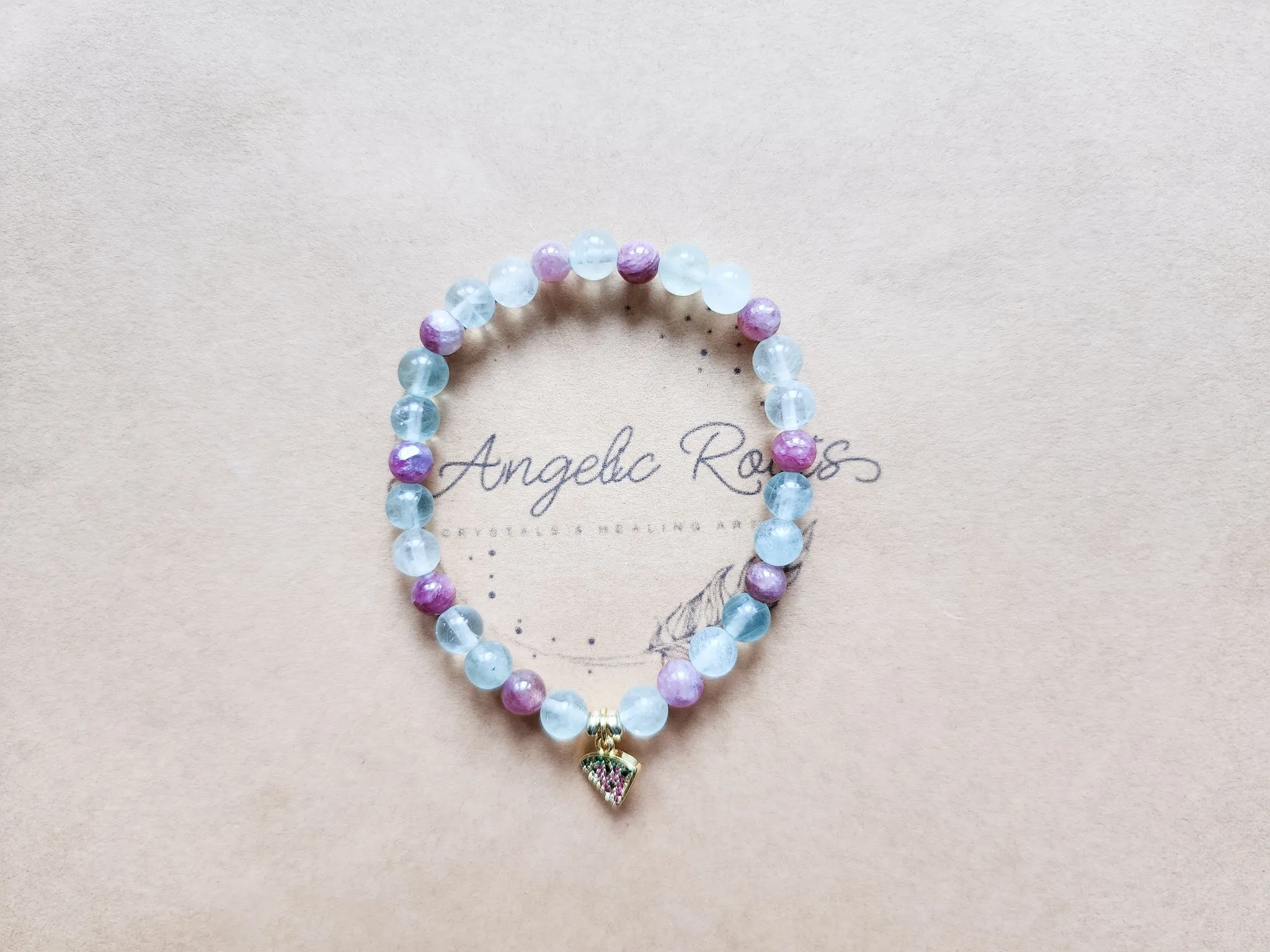 Fluorite and Rainbow Tourmaline Beaded Bracelet || Reiki Infused