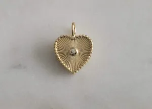 Fluted Heart CZ Charm