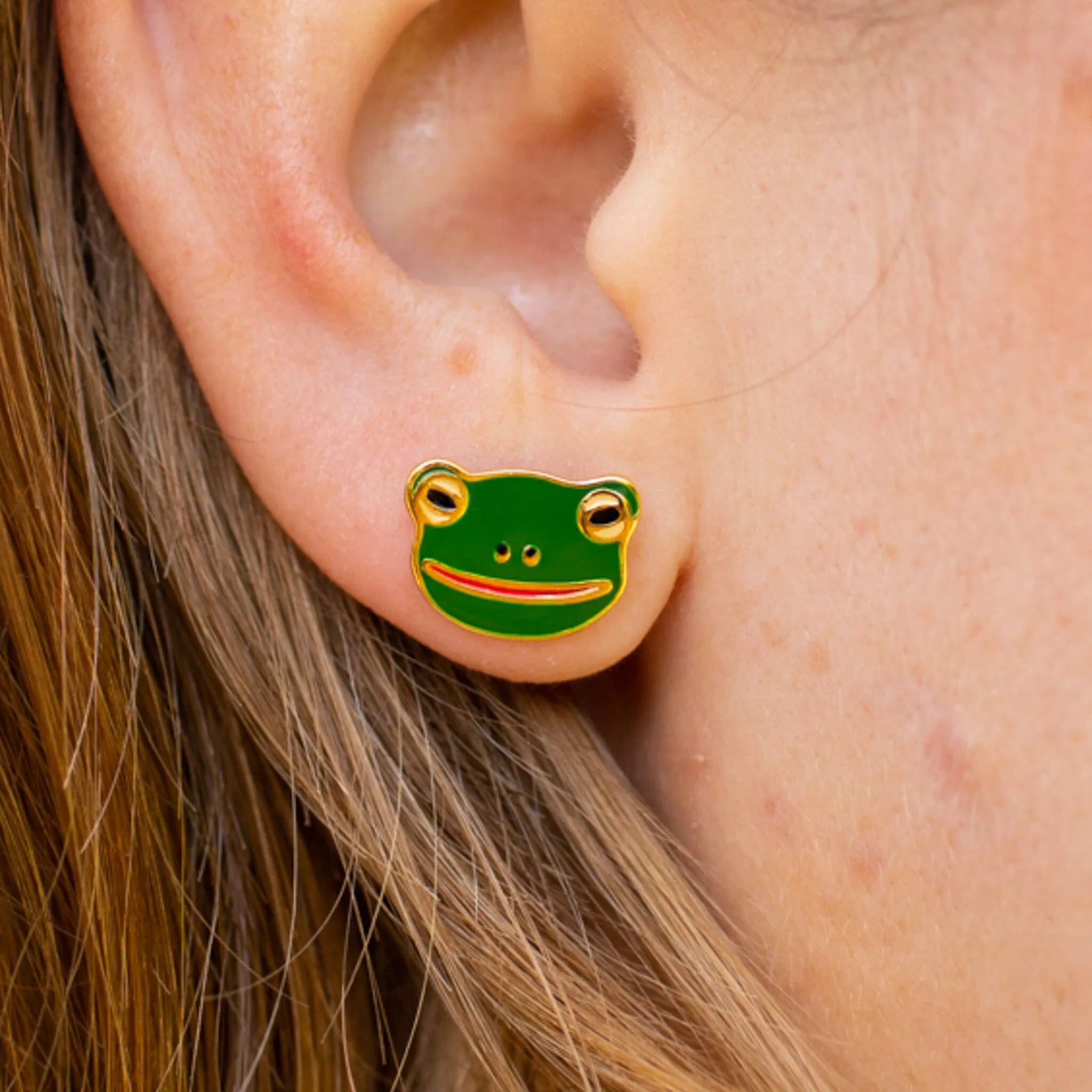 Frog Enamel Earrings