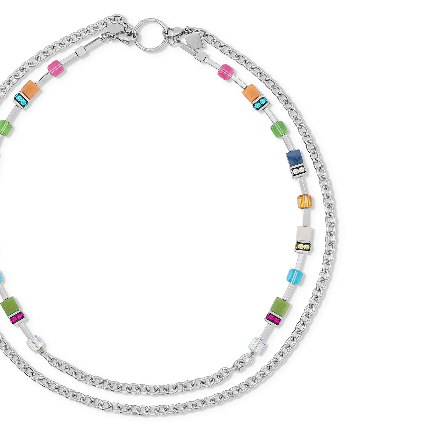 GeoCUBE® Iconic Boho necklace silver-multicolour