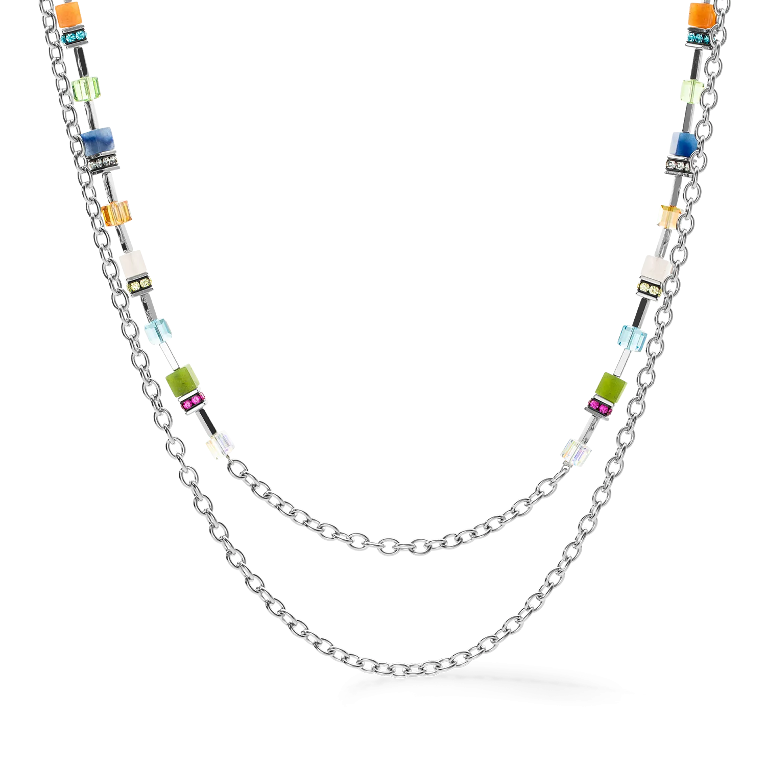 GeoCUBE® Iconic Boho necklace silver-multicolour