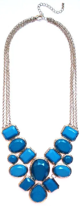 Geometric Statement Necklace- Teal