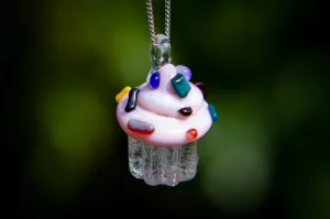 Glass Cupcake Pendant with Ash