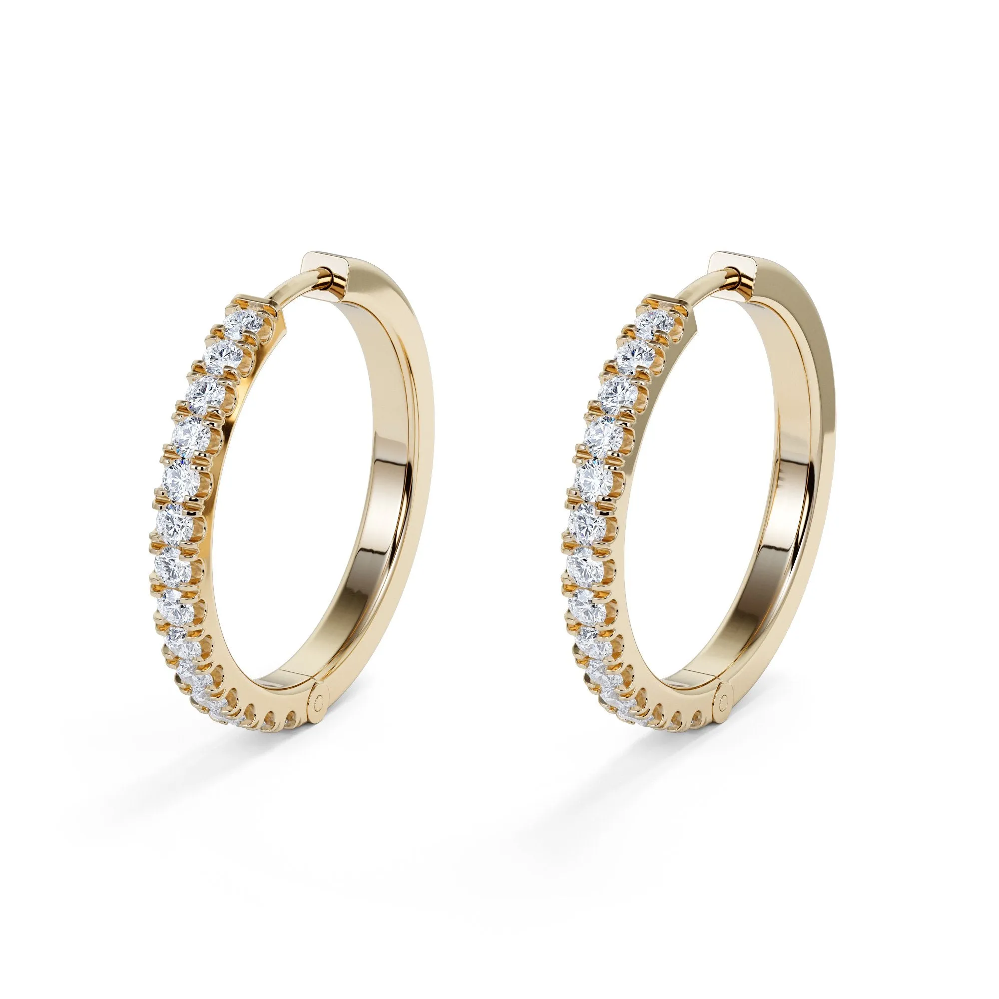 Glittering Snow Lever Back Earrings 2 Natural Diamonds in Yellow Gold