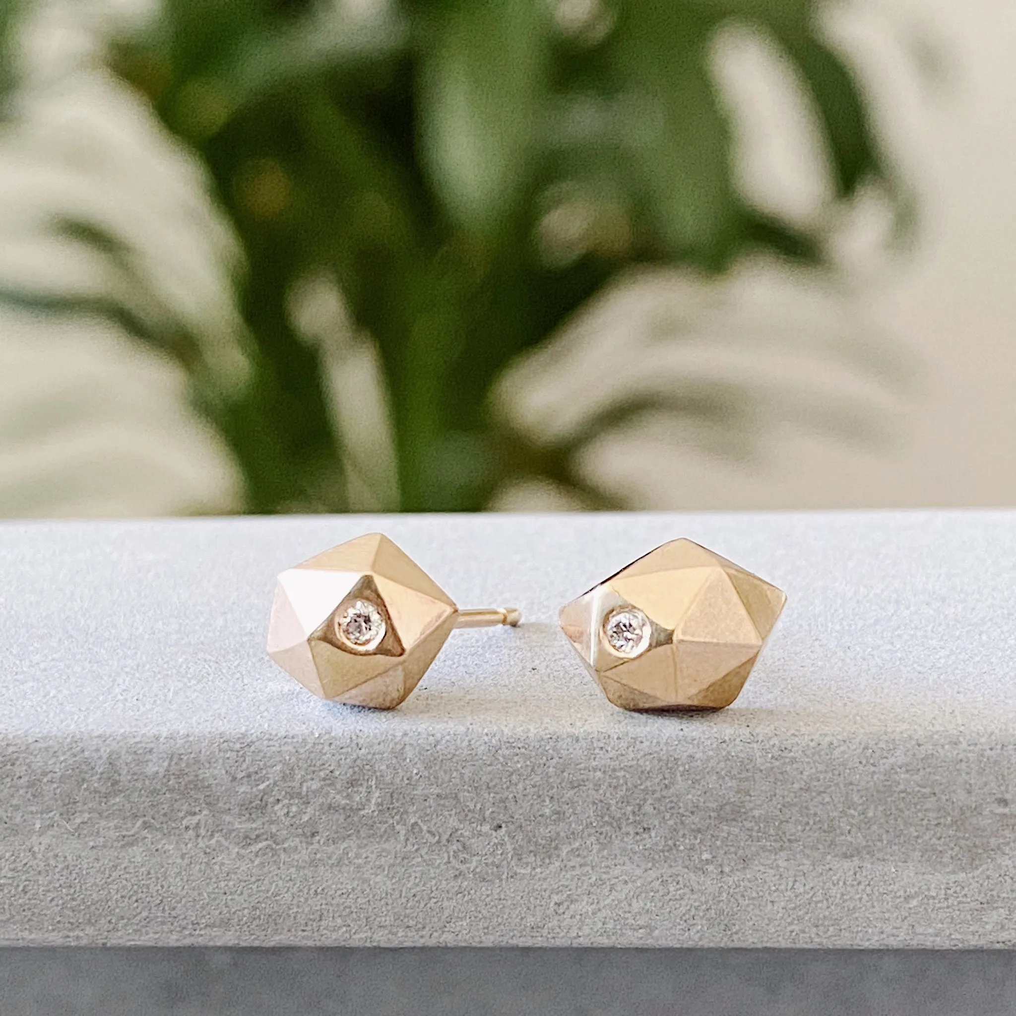 Gold and Diamond Tiny Fragment Earrings