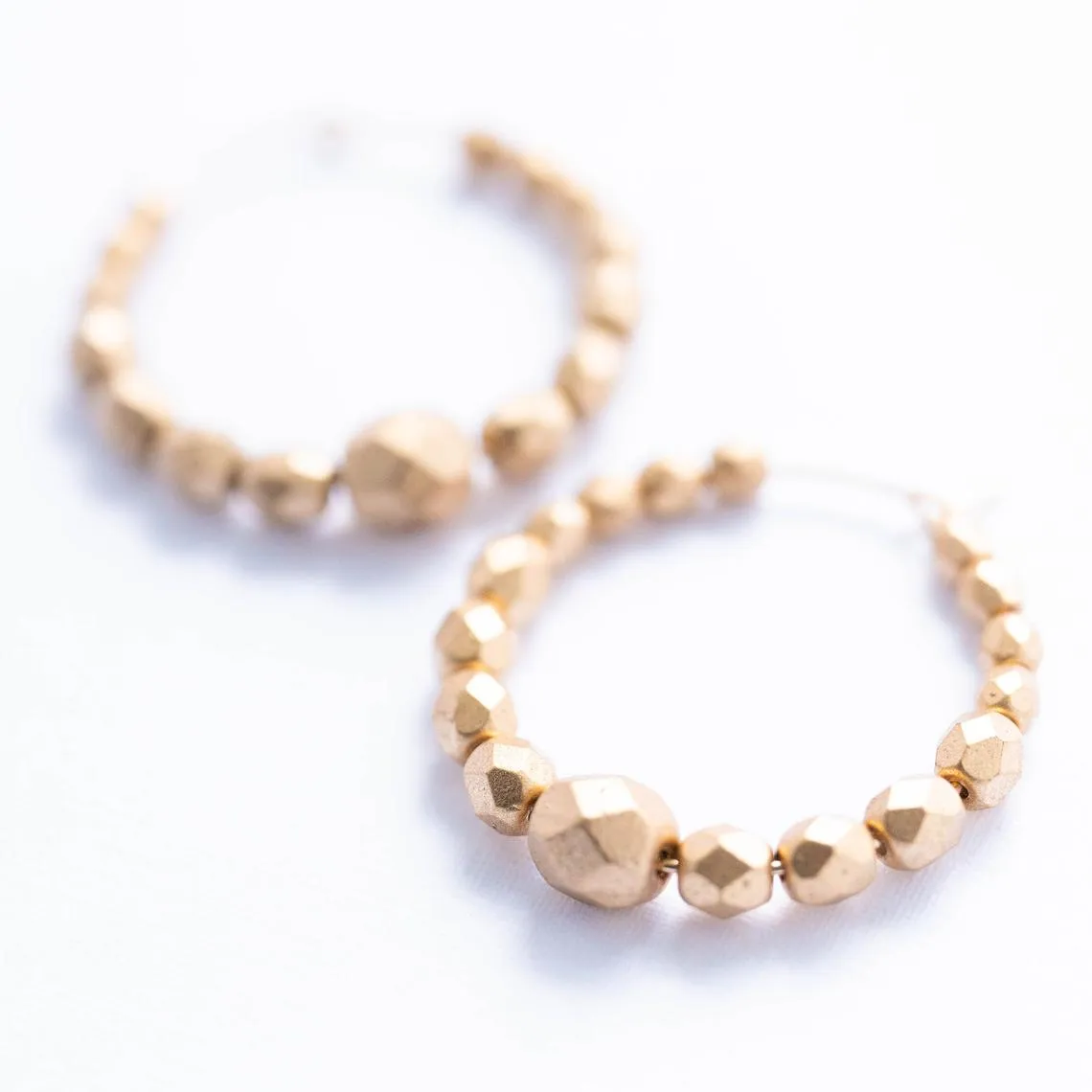 Gold Bead Hoops