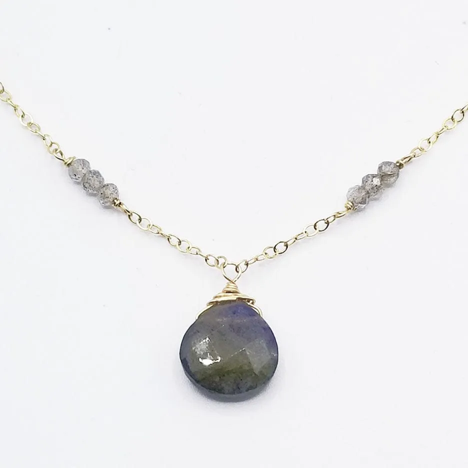 Gold Fill and Labradorite Drop Necklace