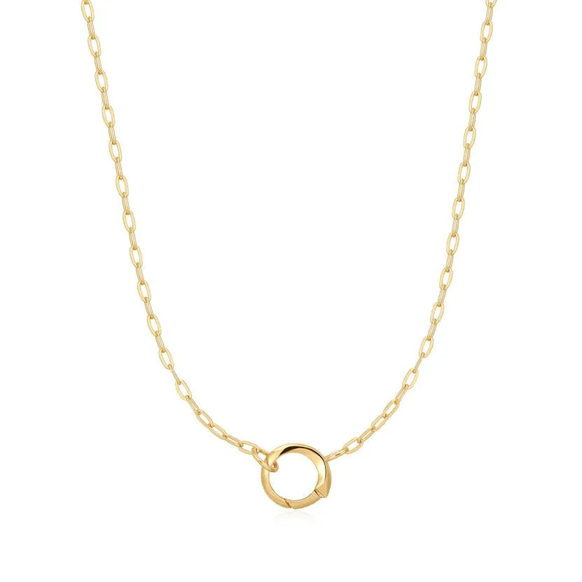 Gold Mini Link Charm Chain Connector Necklace