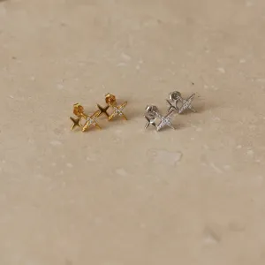 Gold or Silver Double Star Studs