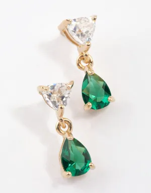 Gold Plated Sterling Silver Cubic Zirconia Pear Drop Earrings