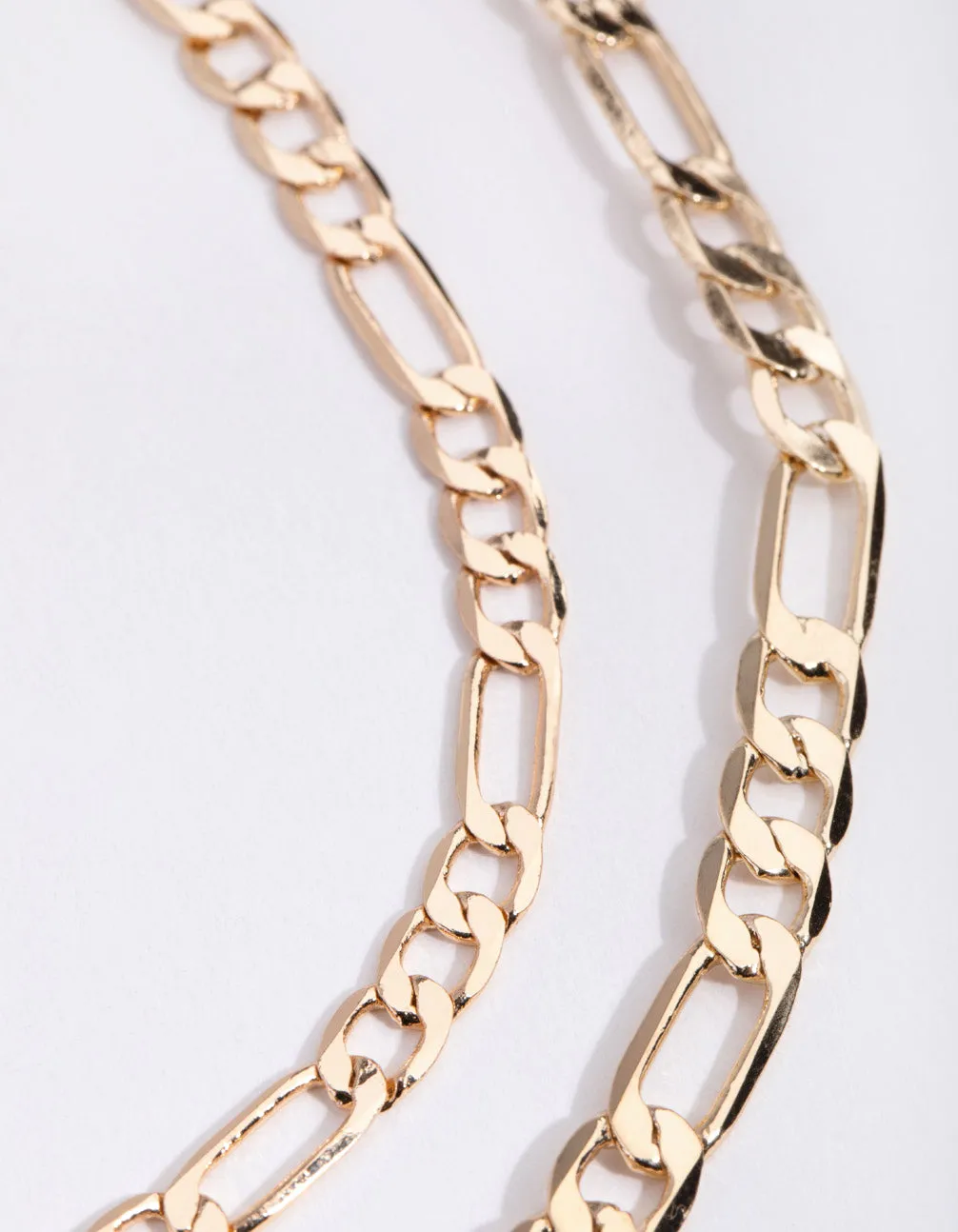 Gold Short Flat Chain 2-Row Necklace